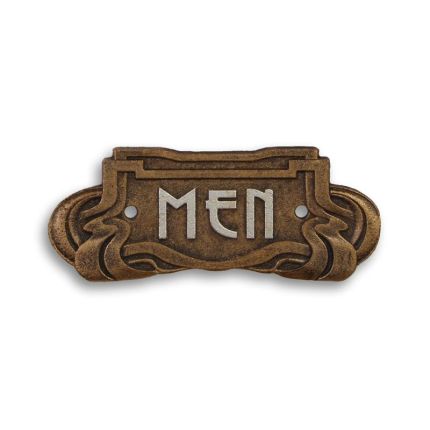 Gusseisenschild, A CAST IRON ART NOUVEAU "MEN" PLAQUE