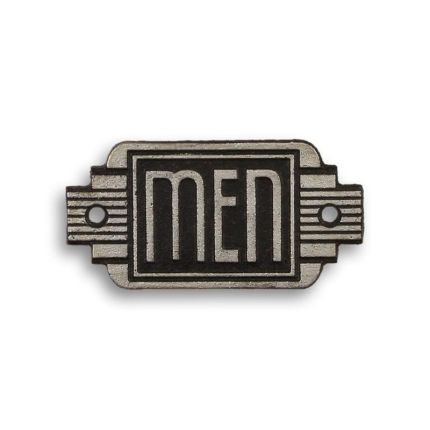 Gusseisenschild, A CAST IRON ART DECO SIGN "MEN"