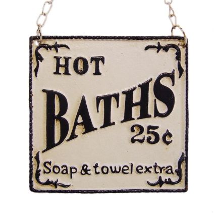 Gusseisen-Schild, A CAST IRON "HOT BATHS 25 CENTS" PLAQUE