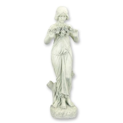 Polyresinfigur Frau mit Blumen, A RESIN SCULPTURE OF A WOMAN HOLDING FLOWERS