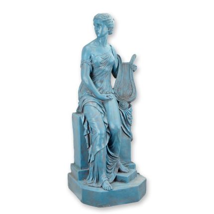 Polyresinfigur Dame mit Harfe, A RESIN STATUE OF A LADY WITH A HARP