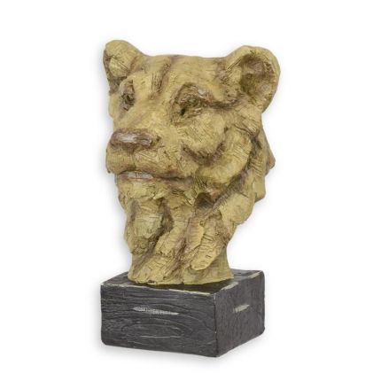 MGO-Tierfigur Löwinnen-Kopf, AN MGO SCULPTURE OF A LIONESS HEAD