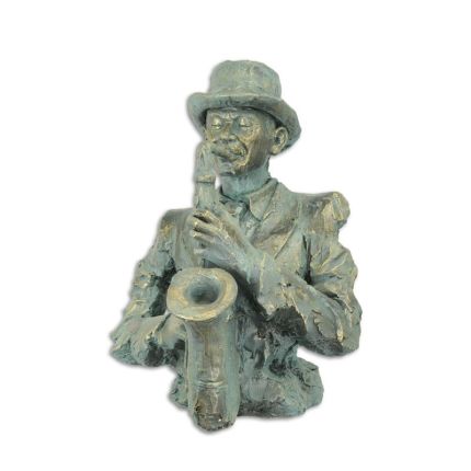 Männlicher Torso, Jazz-Musikant, AN MGO TORSO FIGURINE OF A JAZZ MUSICIAN