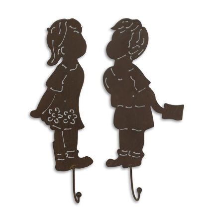 2er-Set Garderobenhaken Mädchen und Junge, A PAIR OF BOY AND GIRL COAT HOOKS