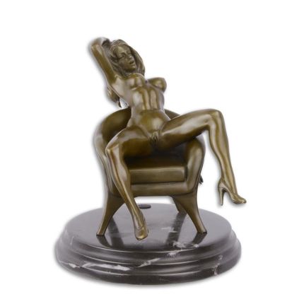 Erotische weibliche Bronzefigur, AN EROTIC BRONZE SCULPTURE OF A SEATED FEMALE NUDE