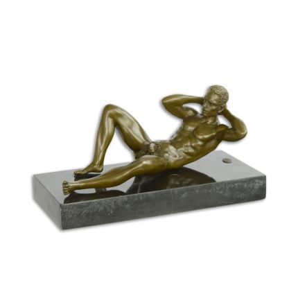 Erotische männliche Bronzefigur, AN EROTIC BRONZE SCULPTURE OF A RECLINING MALE NUDE