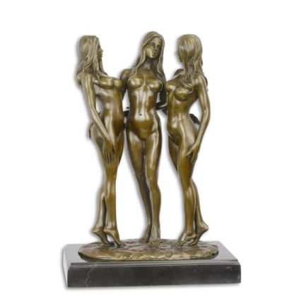 Erotische Bronzefigur mit drei Frauen, Nacktfigur, Erotikfigur, AN EROTIC BRONZE SCULPTURE 