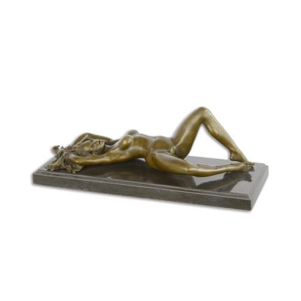 Erotische weibliche Bronzefigur, AN EROTIC BRONZE SCULPTURE OF A RECLINING FEMALE NUDE