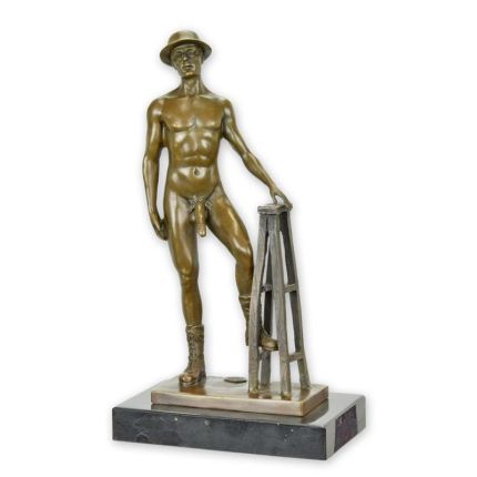 Bronzefigur männlicher Akt, A BRONZE SCULPTURE OF A NUDE POSING MALE