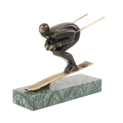 Moderne Bronzefigur Skifahrer, A BRONZE SCULPTURE OF A DESCENDING SKIER