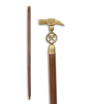 Gehstock mit Messinggriff in Hammerform, A BRASS WALKING STICK - HAMMER AND PICK