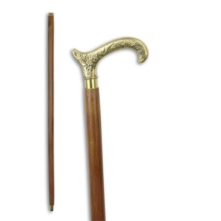 Gehstock mit verziertem Messinggriff, A BRASS WALKING STICK - ORNAMENT