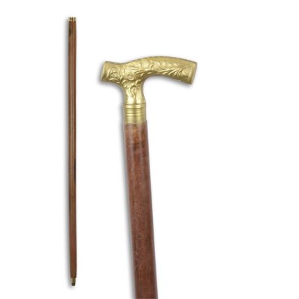 Gehstock mit verziertem Messinggriff, A BRASS WALKING STICK - ORNAMENT