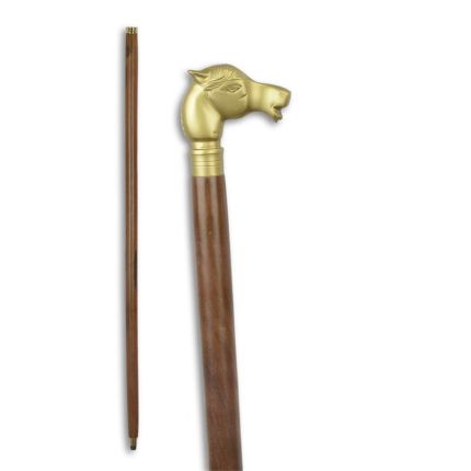 Gehstock mit Messing-Pferdekopf, A BRASS WALKING STICK - HORSE HEAD