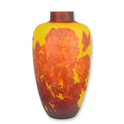Kameo-Glasvase "Dahlien" - Höhe 39 cm