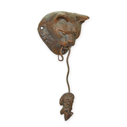 A CAST IRON CAT & MOUSE DOOR KNOCKER