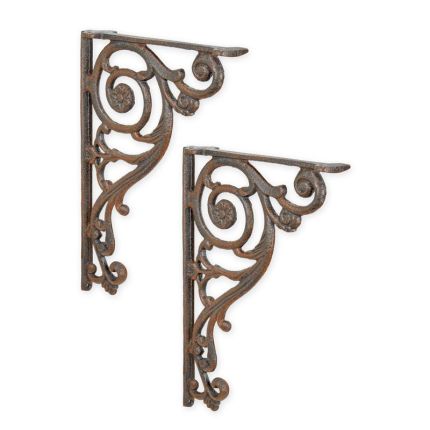 Paar Blumenhaken aus Gusseisen, A PAIR OF CAST IRON WALL BRACKETS