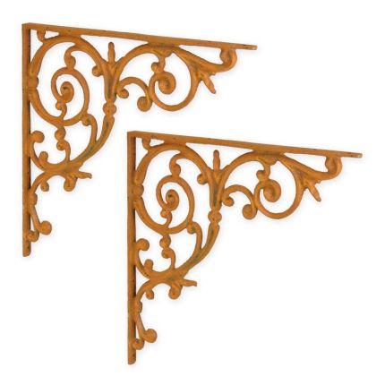 Paar Blumenhaken aus Gusseisen, A PAIR OF CAST IRON WALL BRACKETS