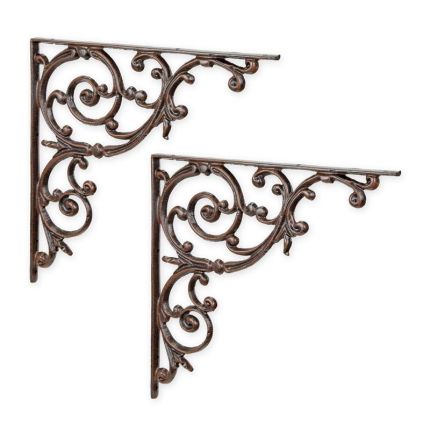 Paar Blumenhaken aus Gusseisen, A PAIR OF CAST IRON WALL BRACKETS