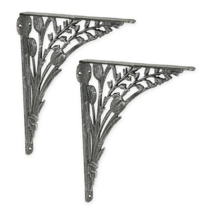 Paar Blumenwandhaken aus Gusseisen, A PAIR OF CAST IRON WALL BRACKETS