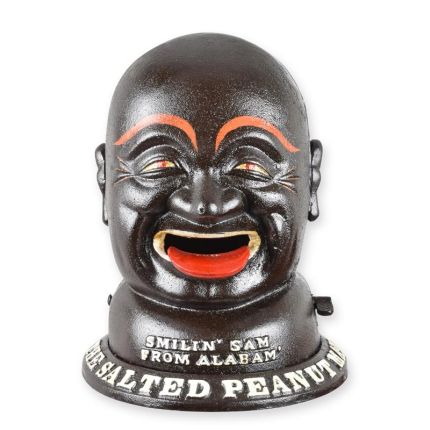 Spardose aus Gusseisen, A CAST IRON SMILIN' SAM MECHANICAL BANK - XL