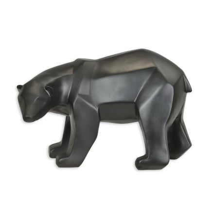 Tierfigur Polarbär aus Polyresin, vieleckige Oberfläche, schwarz, A RESIN POLYGONAL FIGURINE OF A POLAR BEAR, BLACK