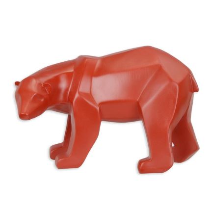 Tierfigur Polarbär aus Polyresin, vieleckige Oberfläche, rot, A RESIN POLYGONAL FIGURINE OF A POLAR BEAR, RED