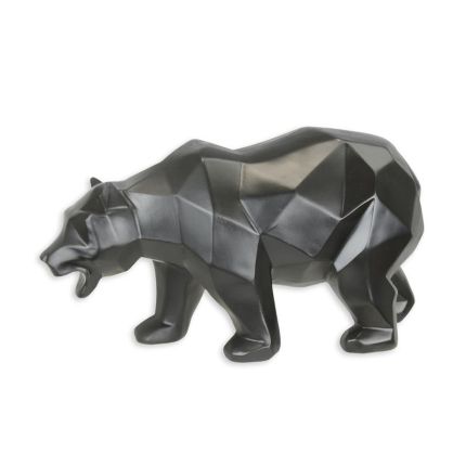 Tierfigur Bär aus Polyresin, vieleckige Oberfläche, schwarz, A RESIN POLYGONAL FIGURINE OF A BEAR, BLACK