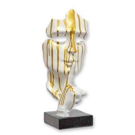 Dekofigur Maske "Speak No Evil" - H. 62,5 cm - weiß, Drip-Painting - Polyresin