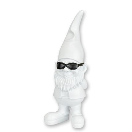 Weißer Gartenzwerg mit schwarzer Sonnenbrille - Höhe 27,7 cm - Polyresin