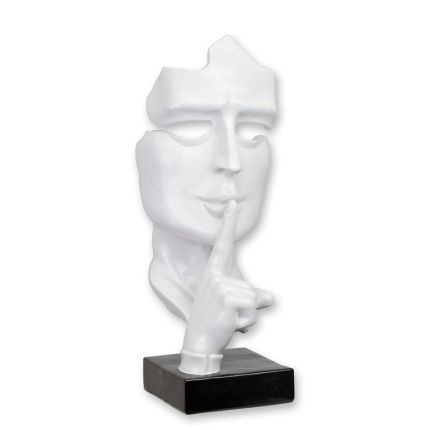 Dekofigur Maske "Speak No Evil" - H. 62,5 cm - weiß - Polyresin