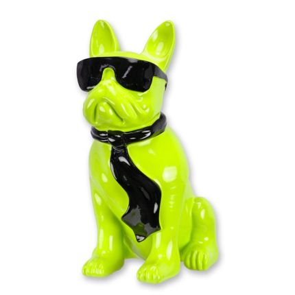 Bulldogge - Höhe 40 cm - hellgrün - Polyresinfigur
