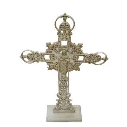 Gusseisen-Kreuz mit Madonna, A CAST IRON "MARY WITH ROSES" CROSS