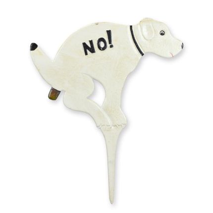 Gusseisensteckfigur Hund "No" (Hier kein Hundeklo), A CAST IRON GARDEN STAKE - NO DOG SHIT