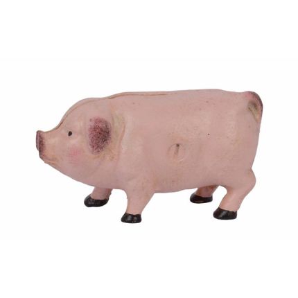 A SMALL CAST IRON PIG BANK
