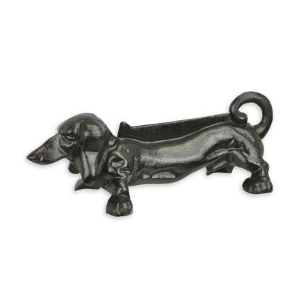 Gusseisen-Schuhauszieher in Hundeform, Dackelfigur, A CAST IRON DACHSHUND BOOT SCRAPER