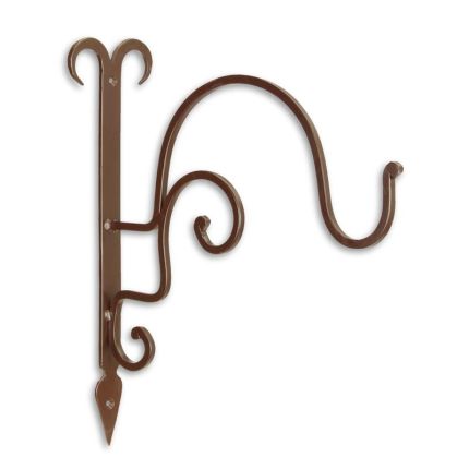 Paar Blumenhaken aus Gusseisen, braun, A PAIR OF CAST IRON WALL MOUNT PLANT BRACKETS - BROWN FINISH