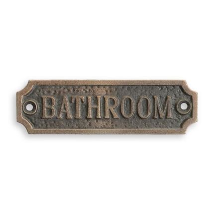 Gusseisenschild "Bathroom" (Badezimmer), A CAST IRON "BATHROOM" PLAQUE
