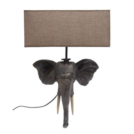 Wandlampe mit Polyresin-Elefantenfigur, A RESIN ELEPHANT HEAD WALL LAMP