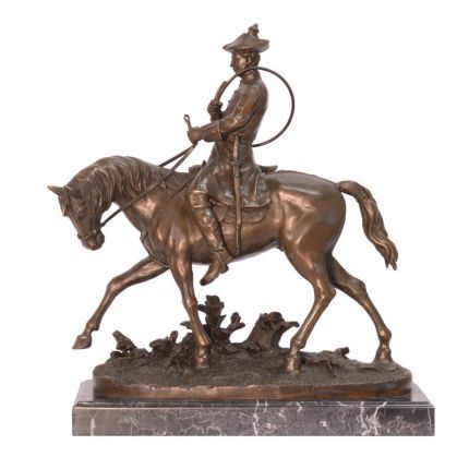 Bronzefigur Louis XV., A BRONZE EQUESTRIAN STATUE OF LOUIS XV