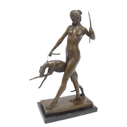 Bronzefigur weiblicher Akt, Diane - Göttin der Jagd