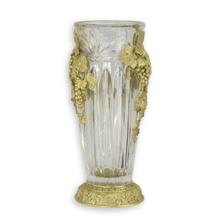 Glasvase mit Bronzeanteilen, A BRONZE MOUNTED GLASS VASE