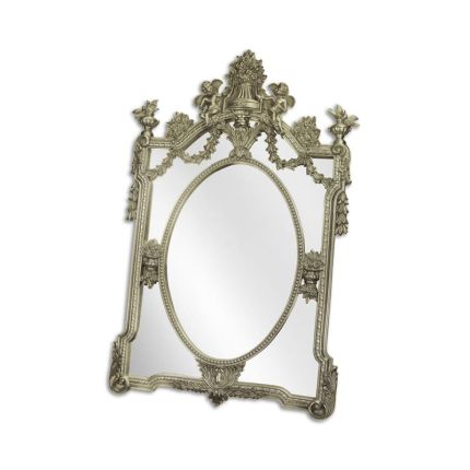 Silberspiegel mit Polyresin-Rahmen, AN ORNATE RESIN MIRROR - SILVER