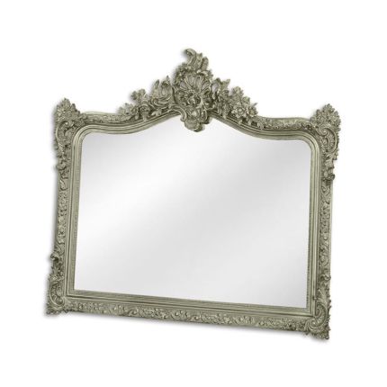 Polyresin-Kaminsimsspiegel, silberfarben, A RESIN OVERMANTEL MIRROR - SILVER