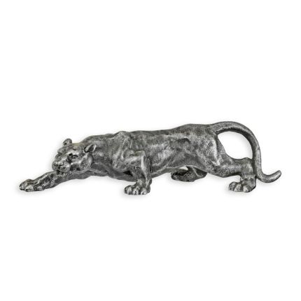 Gusseisenfigur Panther, altsilber