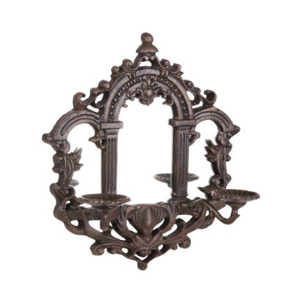 Gusseisen-Wandkerzenhalter mit Spiegel, A CAST IRON WALL SCONCE WITH MIRROR