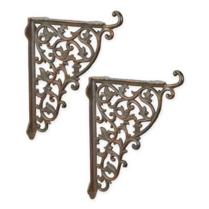 Paar Blumenhaken aus Gusseisen, A PAIR OF CAST IRON WALL BRACKETS