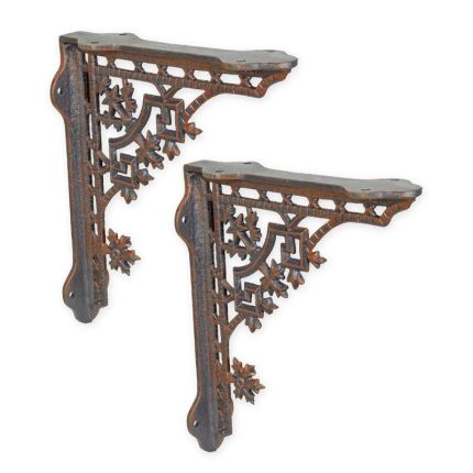 Paar Blumenhaken aus Gusseisen, A PAIR OF CAST IRON WALL BRACKETS