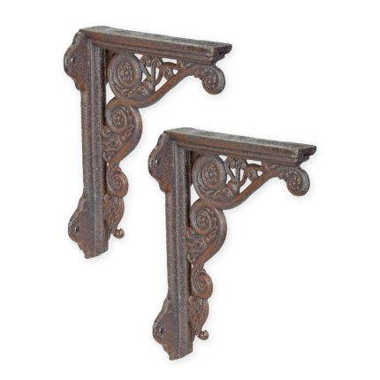 Paar Blumenhaken aus Gusseisen, A PAIR OF CAST IRON WALL BRACKETS