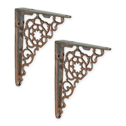 A PAIR OF CAST IRON WALL BRACKETS